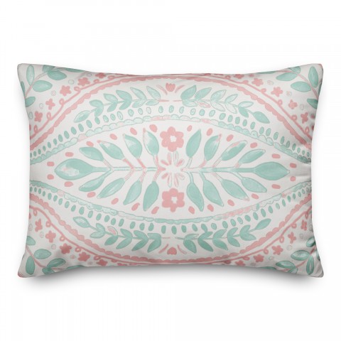 Pink and Mint Decorative Design 14x20 Spun Poly Pillow