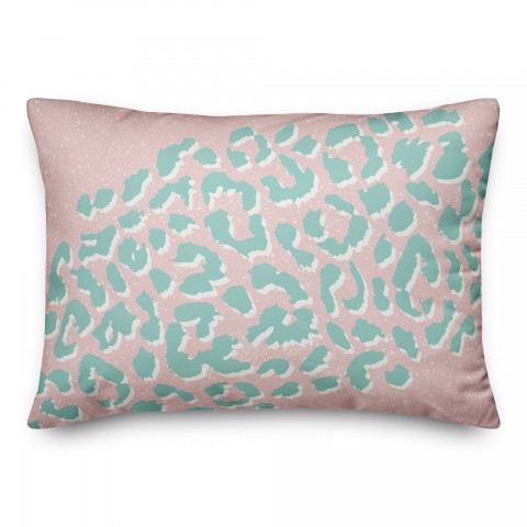 Teal Cheetah Print on Pink 14x20 Spun Poly Pillow