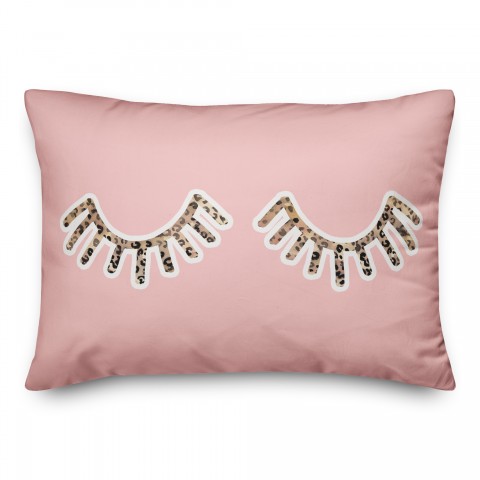 Blush Sleepy Cheetah Lashes 14x20 Spun Poly Pillow