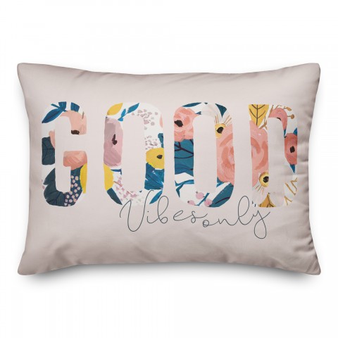 Blush Good Vibes Only 14x20 Spun Poly Pillow