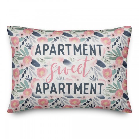 Apartment Sweet Apartment with Flowers 14x20 Spun Poly Pillow