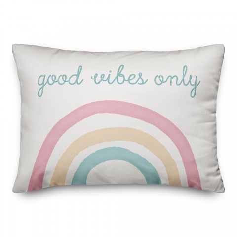 Good Vibes Only Simple Rainbow 14x20 Spun Poly Pillow