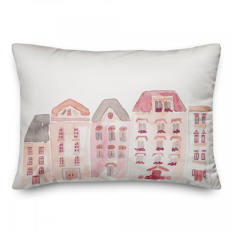 Blush Watercolor Buildings 14x20 Spun Poly Pillow