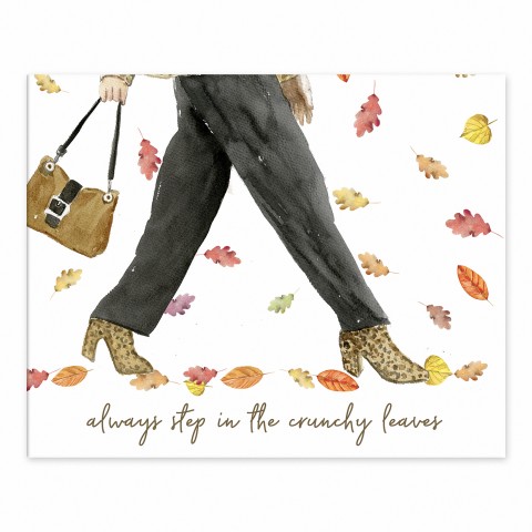 Fashion Girl Step Crunchy Leaves 8x10 Tabletop Canvas