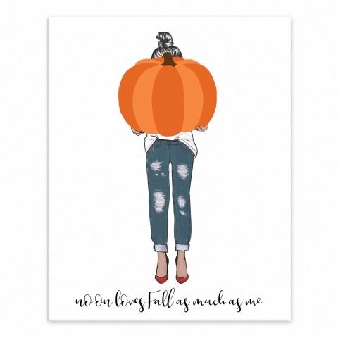 Love Fall Pumpkin Girl 8x10 Tabletop Canvas