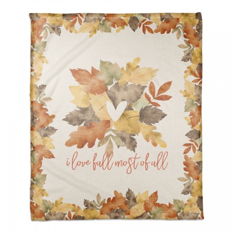 Love Fall Most of all Leaves 50x60 Coral Fleece Blanket