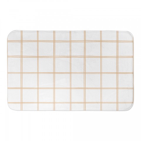 Light Orange Hand Drawn Plaid Pattern 34x21 Bath Mat