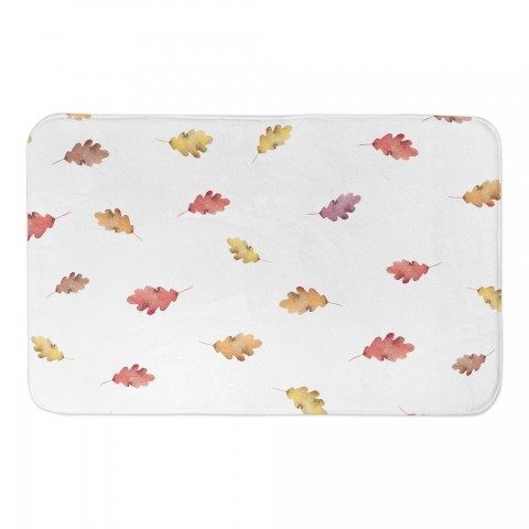 Watercolor Floating Autumn Leaves Pattern 34x21 Bath Mat