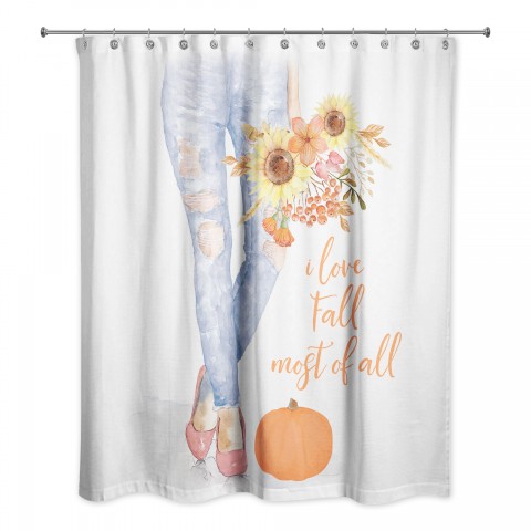 Fall Jeans and Flowers 71x74 Shower Curtain