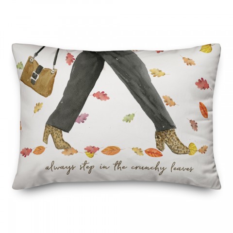 Fashion Girl Step Crunchy Leaves 14x20 Spun Poly Pillow