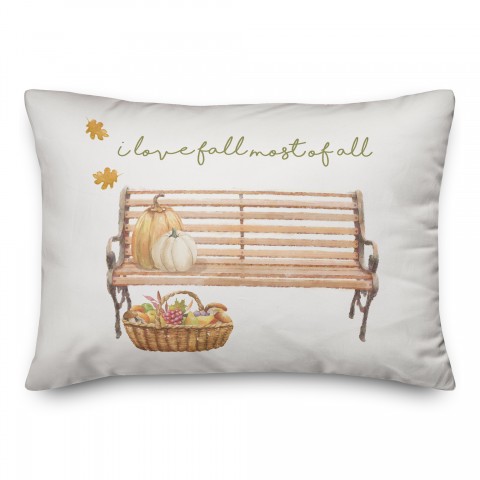 Love Fall Bench 14x20 Spun Poly Pillow