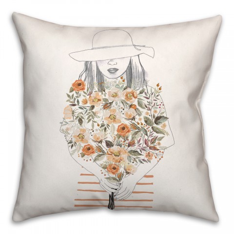 Fall Flower Girl 18x18 Spun Poly Pillow