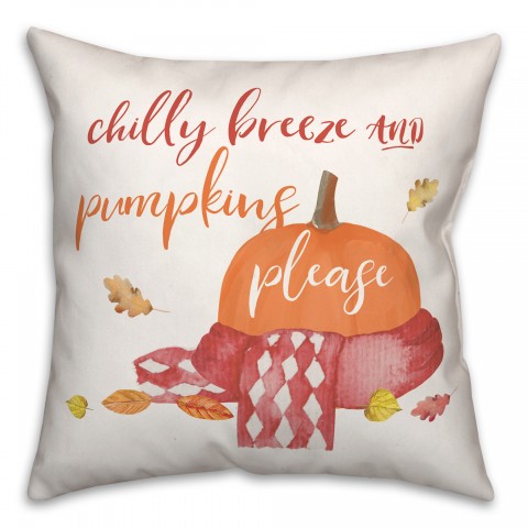 Chilly Breeze Pumpkin Scarf 18x18 Spun Poly Pillow