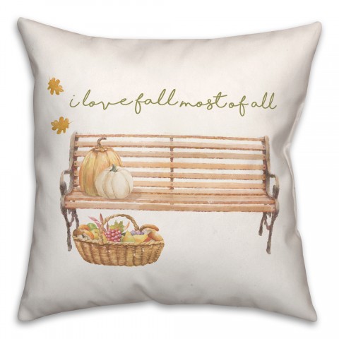 Love Fall Bench 18x18 Spun Poly Pillow