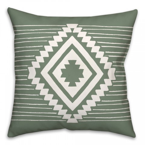 Southwestern Shape with Stripes and Green Background 18x18 Spun Poly Pillow