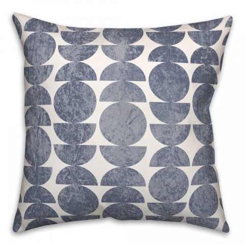 Distressed Navy Circle Pattern 18x18 Spun Poly Pillow