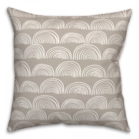 Tan Half Circles Pattern 18x18 Spun Poly Pillow
