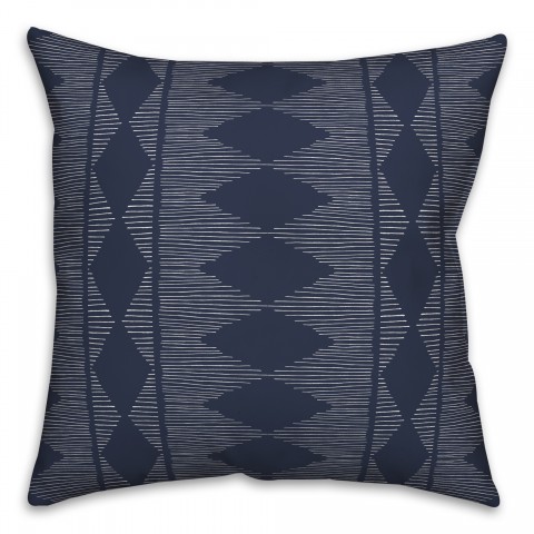 Navy Sketched Southwestern Lines 18x18 Spun Poly Pillow