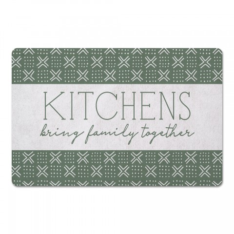 Kitchen Green and White Mudcloth Pattern 27x18 Floor Mat