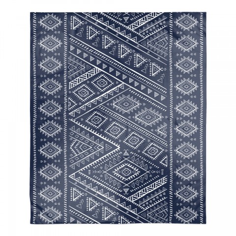 Navy Tribal Diamond Pattern 50x60 Sherpa Fleece Blanket