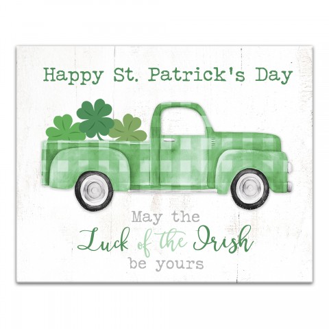 Luck of the Irish Plaid Truck 16x20 Canvas Wall Art
