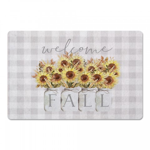 Sunflower Mason Jar Welcome Fall 27x18 Floor Mat