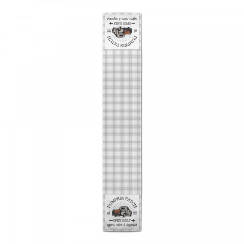Pumpkin Patch Truck on Plaid Gray 16x90 Poly Twill Table Runner