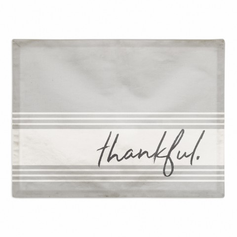 Gray Thankful Farmhouse Stripes 18x14 Poly Twill Placemat