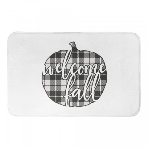 Plaid Pumpkin Welcome Fall 34x21 Bath Mat
