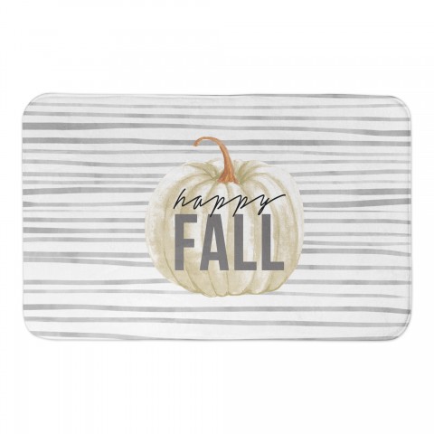 Happy Fall Gray Stripes Pattern 34x21 Bath Mat