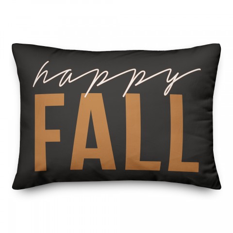 Happy Fall Orange and White 14x20 Spun Poly Pillow