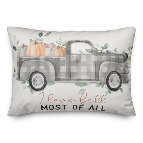 Gray Buffalo Check Fall Truck 14x20 Spun Poly Pillow