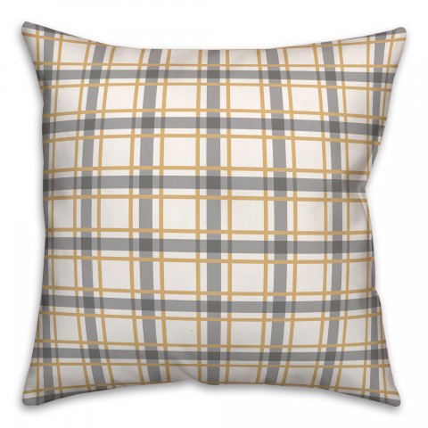 Harvest Gray and Orange Stripes Pattern 18x18 Spun Poly Pillow