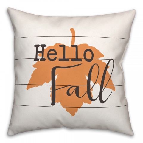 Orange Leaf Hello Fall 18x18 Spun Poly Pillow