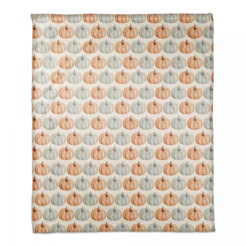 Gray and Orange Pumpkin Pattern 50x60 Coral Fleece Blanket