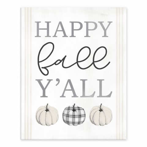 Happy Fall Yall Neutral Pumpkins 8x10 Tabletop Canvas