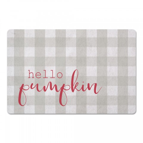 Magenta Hello Pumpkin Gray Buffalo Check 27x18 Floor Mat