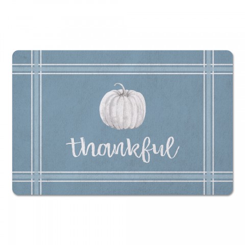 Blue Thankful Pumpkin 27x18 Floor Mat