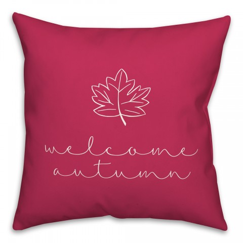 Magenta Welcome Autumn 18x18 Spun Poly Pillow