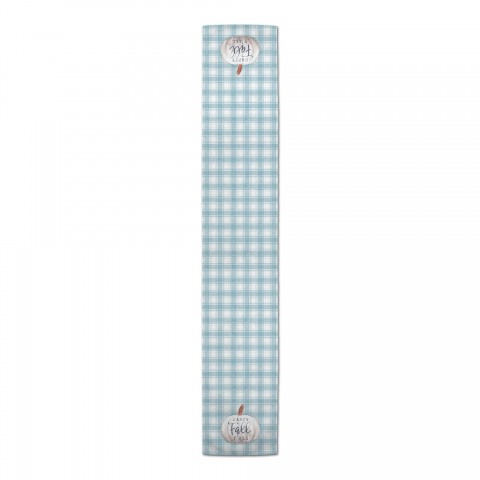Happy Fall Pumpkin on Blue Plaid 16x72 Poly Twill Table Runner
