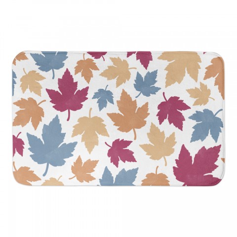 Fall Watercolor Leaf Pattern 34x21 Bath Mat