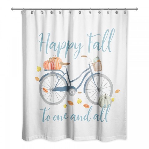 Happy Fall Bike Scene 71x74 Shower Curtain