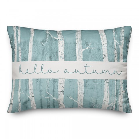 Blue Hello Autumn Birch Trees 14x20 Spun Poly Pillow