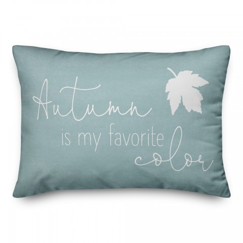 Blue Autumn Leaf and Cursive 14x20 Spun Poly Pillow