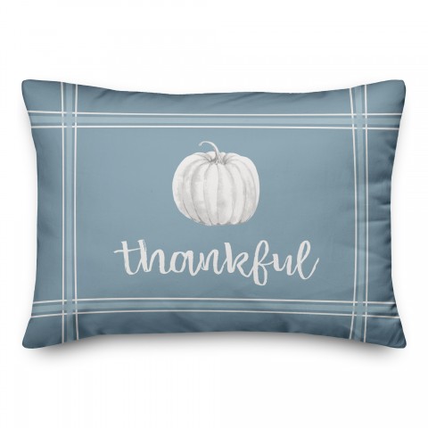 Blue Thankful Pumpkin 14x20 Spun Poly Pillow