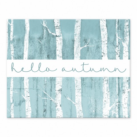 Blue Hello Autumn Birch Trees 8x10 Tabletop Canvas