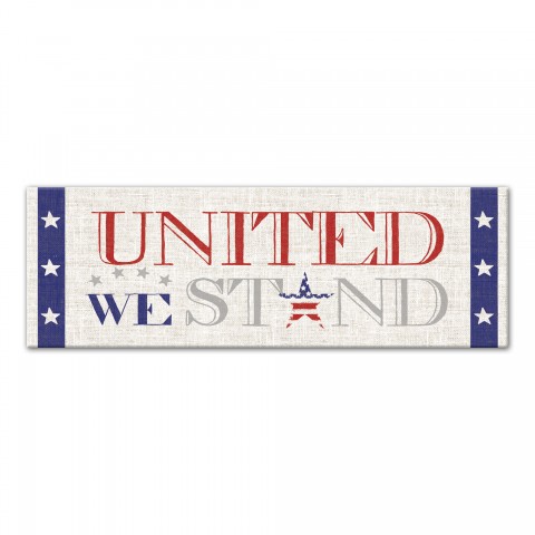 United We Stand Linen Distress 12x36 Canvas Wall Art