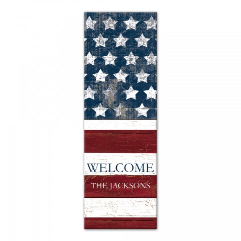 Welcome Long Flag Distress 12x36 Canvas Wall Art