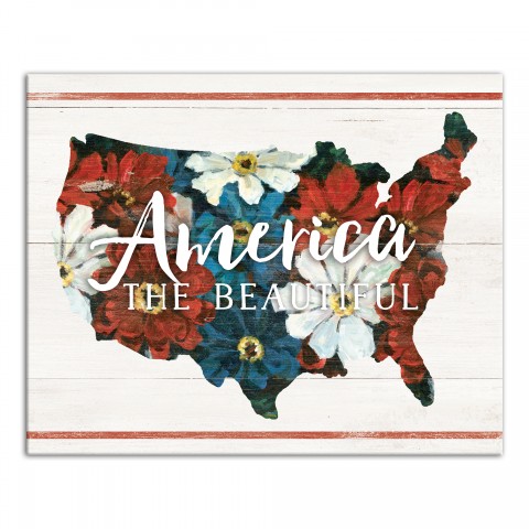 America the Beautiful Country Flowers 16x20 Canvas Wall Art