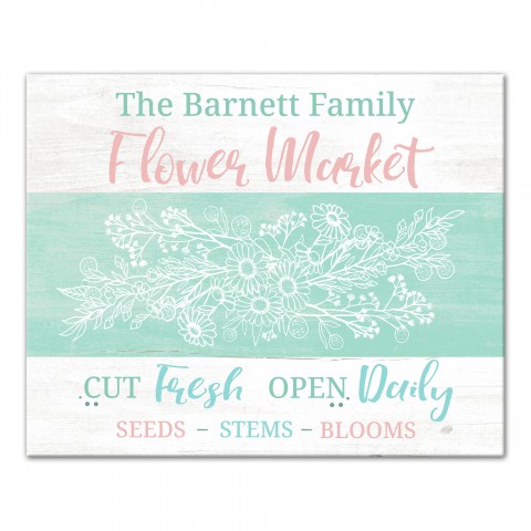 Colorful Family Flower Market 16x20 Personalized Canvas Wall Art
